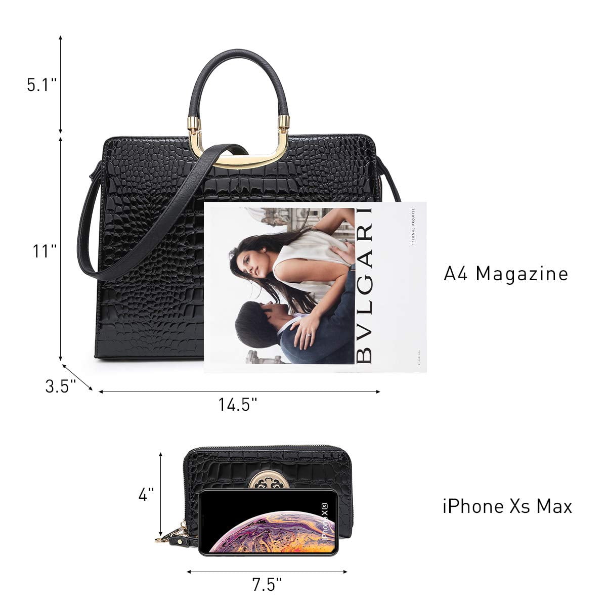 Dasein Women Handbag Top Handle Shoulder Bag Tote Satchel Purse Work Bag with Matching Wallet