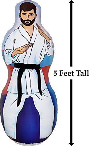 Includes One Inflatable 5 Foot Tall Bop Bag with Illustration of a Karate Master on One Side and Boxer on Reverse Side ImpiriLux Inflatable Two Sided Karate and Boxing Punching Bag 