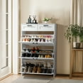thumbnail image 3 of Ktaxon Wooden Shoe Cabinet with 3 Flip Drawers & 2 Storage Drawers for Hallway Bedroom Entryway, White, 3 of 13