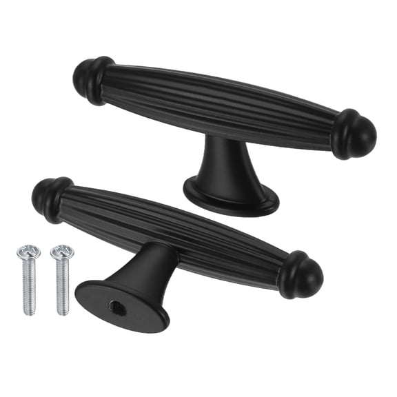 Uxcell 10Pcs Drawer Pulls, 0.8"(21mm) Length Aluminum Alloy Kitchen Handles, Furniture Hardware Handles with Screw for Kitchen Cupboard, Desk Drawers, and Wardrobe, One Hole Black