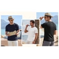 thumbnail image 5 of RICHCOIN Short Sleeve T-shirt for Men Ribbed Summer Top Blue Casual Crewneck Slim Fit Tee Shirts XXL, 5 of 7