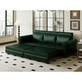thumbnail image 3 of 93.7" Chesterfield Sofa, King Pull Out Sofa Bed with Nailhead Trim, 3-in-1 Faux Leather Convertible Sleeper Sofa with Rolled Arm, for Apartments, Living Room, Green, 3 of 7