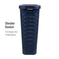 thumbnail image 4 of Mind Reader 40L Slim Laundry Hamper, Lid, Wicker Design, Plastic, 18"L x 10.4"W x 23.5"H Adult, Navy, 4 of 8