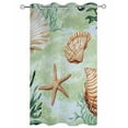 thumbnail image 2 of nqOlkjepod Outdoor Curtains for Patio Waterproof, Sage Green Coastal Outdoor Privacy Panels Grommet, Summer Ocean Starfish Shell Blackout Outside Curtains for Porch/Cabana/Pergola 54"x84", 1 Panel, 2 of 8