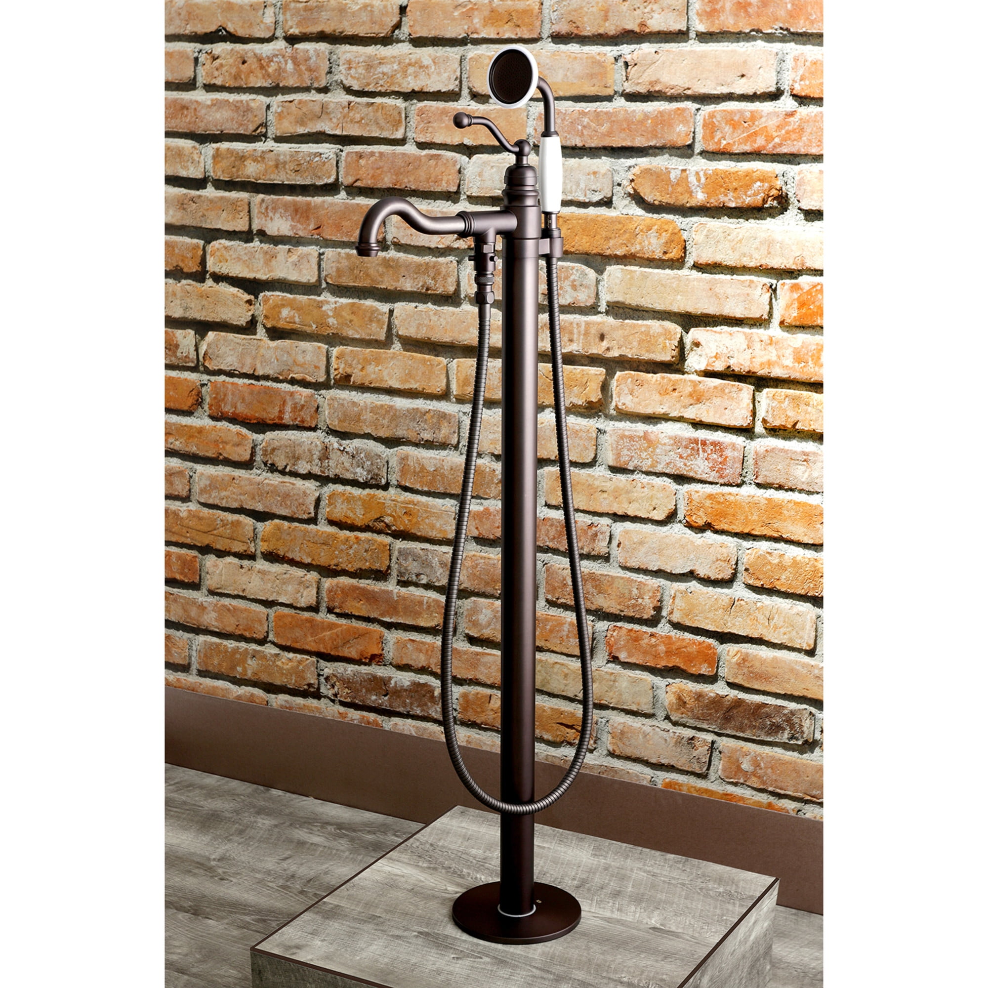 Kingston Brass KS7135ABL English Country Freestanding Tub Faucet with Hand Shower, Oil Rubbed Bronze
