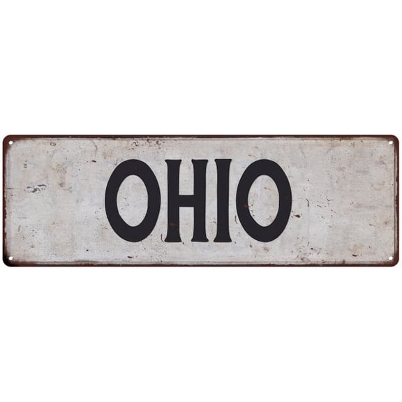 OHIO Vintage Look Rustic Metal 6x18 Sign City State 106180041003