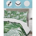 thumbnail image 4 of Quilts Twin-XL Size Bedding Set, Monstera Leaves Lightweight Quilted Comforter, Summer Palm Leaf Botanical Wooden Grey Soft Reversible Bedspread Coverlet with Pillow Covers for All Season, 68" x 98", 4 of 7