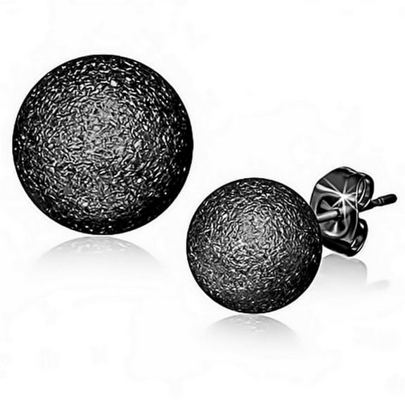 Stainless Steel Black Yellow Gold-Tone Silver-Tone Glitter Womens Round Stud Earrings