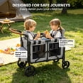 thumbnail image 3 of TouHeart 3-In-1 Wagon Stroller for 2 Kids, Foldable Stroller Wagon with Canopy, 5-Point Harness, Removable Reversible Seat, Grey（2026 Upgraded), 3 of 11