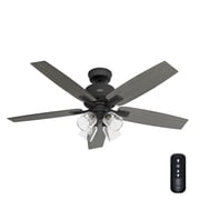 Hunter 52 inch Indoor Ceiling Fan with LED Lights and Remote Control - Black Ceiling Fan, Standard Mount, 5 Blades, For Bedroom, Living Room, or Kitchen - Gatlinburg 52429, Matte Black