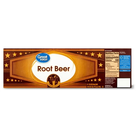 Great Value Root Beer Soda Pop, 12 fl oz, 12 Pack Cans