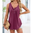 thumbnail image 6 of Women'S Flowy Tank Tops Summer Sleeveless Loose Fit Pleated Tunic Shirts Wine Red XL, 6 of 9