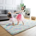 thumbnail image 4 of Homore Cute Fluffy Rainbow Area Rugs for Girls Room, Soft Shaggy Colorful Rugs Plush Floor Carpets Princess Rug for Bedroom,5'x8',Rainbow, 4 of 8