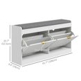 thumbnail image 3 of HOMCOM Shoe Bench with 2 Flip Drawers, Cushion, 8 Pairs for Entryway White, 3 of 10
