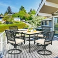 thumbnail image 2 of Costway 5PCS Patio Dining Set Square Table 4 Swivel Chair Rocker Cushioned Deck, 2 of 10