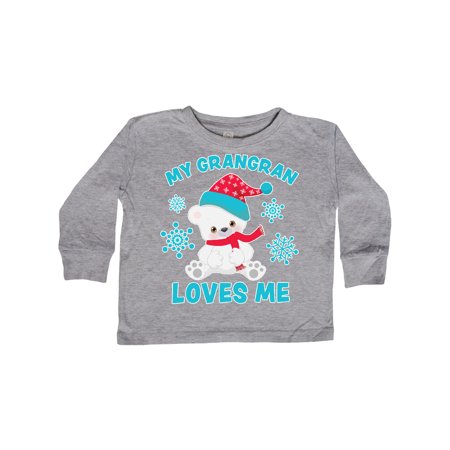 

Inktastic Polar Bear My Grangran Loves Me in Santa Hat with Snowflakes Gift Toddler Boy or Toddler Girl Long Sleeve T-Shirt