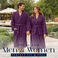 thumbnail image 3 of Dan River Bathrobe for Men and Women One Size Lightweight Cotton Terry Cloth Robe - Purple Passion, 3 of 10