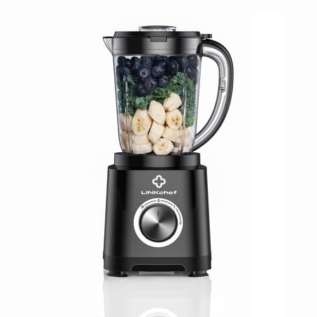 LINKChef Countertop Blender, 450W Blender for Smoothies and Shakes, 57 oz Jar, 2 Speeds with Pulse, Black