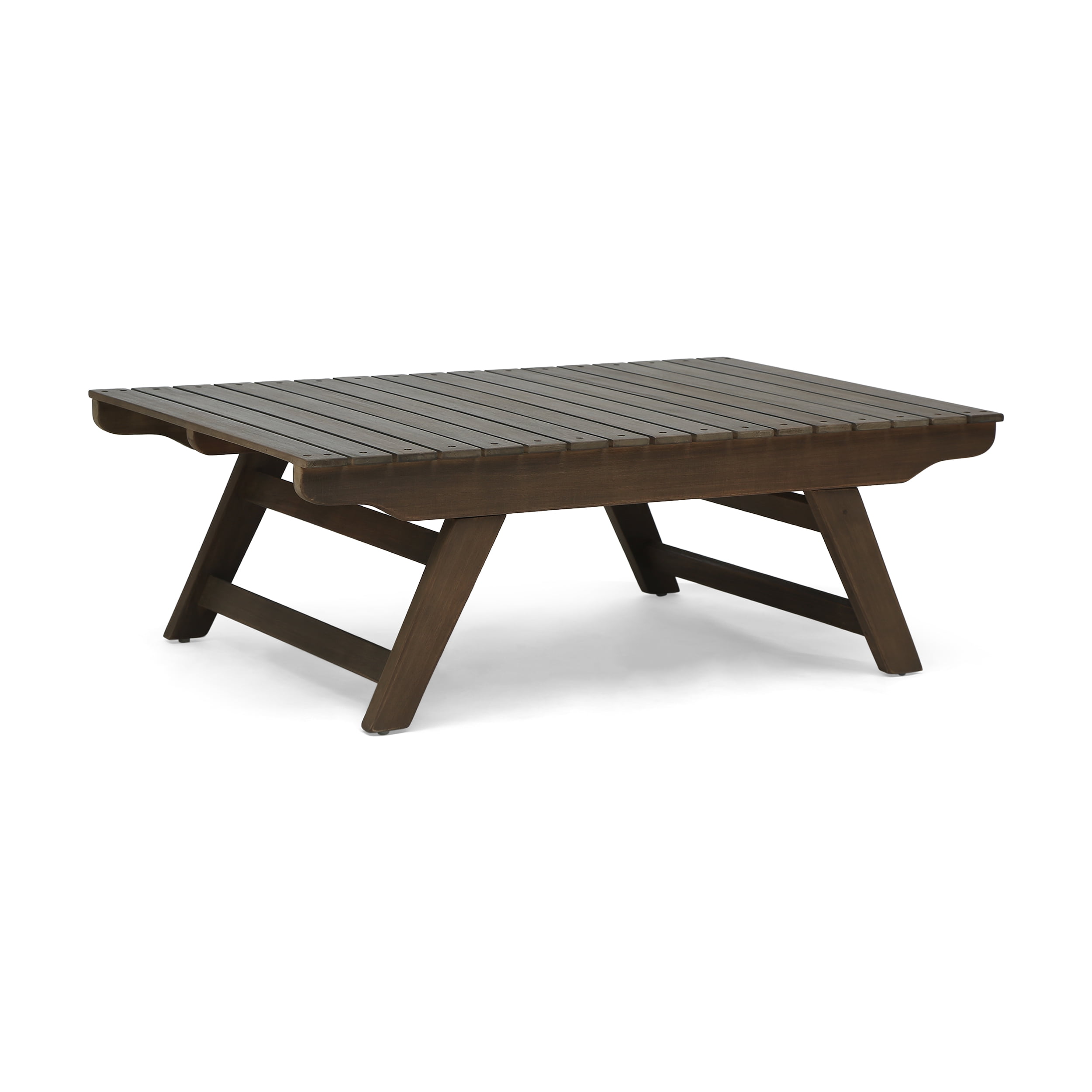 Outdoor Coffee Table, Acacia Wood Leisure Center Table for Patio Garden, Dark Gray