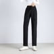 thumbnail image 2 of Pantalones deportivos negros ajustados de cintura alta para mujer, holgados, informales, de primavera, 2 of 6