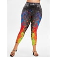 thumbnail image 3 of Rosegal Women's Plus Size High Rise Paint Splatter Ninth Jeggings, 3 of 5