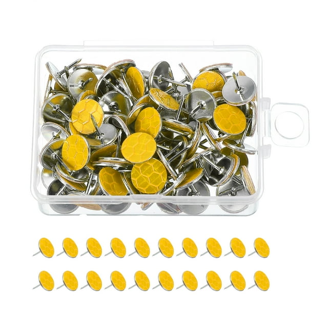 Uxcell Reflective Tack Trail Marking Tacks, Glow Tacks Reflective Thumb Tacks for Hunting Hiking Camping Tree Stand Yellow