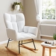 thumbnail image 3 of Skandiquip Nursery Rocking Chair, 440 Lbs Weight Capacity, Deep Padded Cotton Seat, Upholstered Glider Rocker with High Backrest, Anti-Tip Safety Design, Ideal for Bedroom Living Room, White, 3 of 6