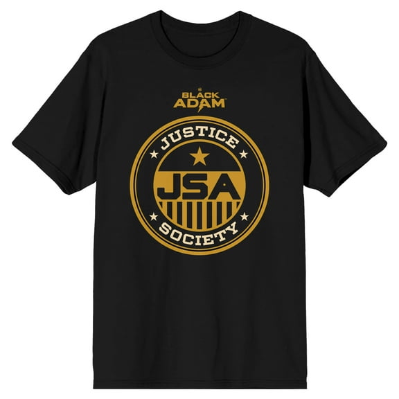 DC Comics Black Adam Justice Society Circle With Star Emblem Men's Black Graphic Tee-6XL
