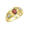 thumbnail image 3 of RYLOS Men's Rings Yellow Gold Plated Silver Rings Classic Designer Style 8X6MM Gemstone & Diamond Ring Garnet January Birthstone Rings For Men,  Size 8, 3 of 7