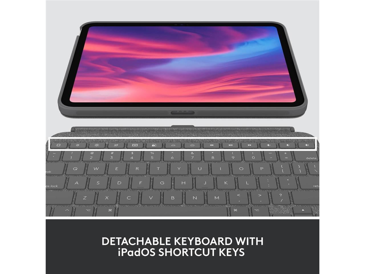 Logitech Combo Touch, Detachable iPad Keyboard Case (10th gen and A16) with Large Precision Trackpad, Full-Size Backlit Keyboard, and Smart Connector Technology, Oxford Gray