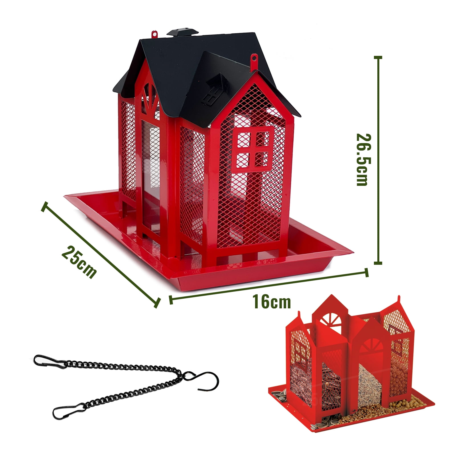 Bird Feeder for Outdoors Squirrel Proof, Hanging Bird House, Wild Bird Feeders for Outside, Large Metal Bird Feeder, Great for Attracting Wild Birds Humming