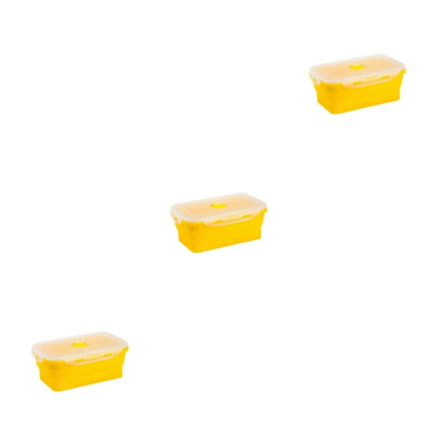 Transemion Safe And Healthy With Multiple Color Options Making Lightweight Silica Gel Sealed Preservation Box Microwave Lunch Box yellow 1200ml 3Set