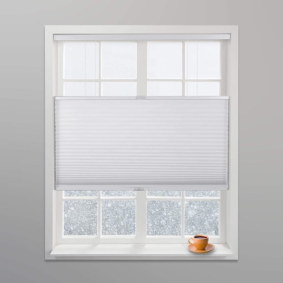 JessieMalWhite Light Filtering Top Down Bottom Up Deluxe Cordless Cellular Shades - Size: 34.5" W x 72" H, Cordless Honeycomb Blinds