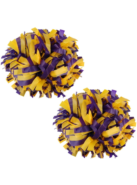 Plastic Cheer Pom Poms Cheerleading Cheerleader Gear 2 pieces one pair poms(Purple/Yellow)