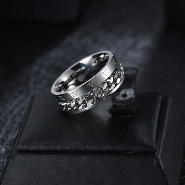 Anillo de cadena giratoria para hombre, estilo coreano, estilo hip hop, anillo de acero de titanio, anillo de cola única personalizado y moderno para hombre, joyería para estudiantes