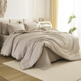 thumbnail image 2 of Juego de edredón Litanika, tamaño king, avena, 7 piezas, cama en bolsa, 2 of 7
