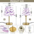 thumbnail image 3 of Wobogo Purple Butterfly Table Lamps Three-channel Adjustable Lighted Antique Brass Metal Base Simple Modern Style for Bedroom Nightstands Living Room and Office, 3 of 8