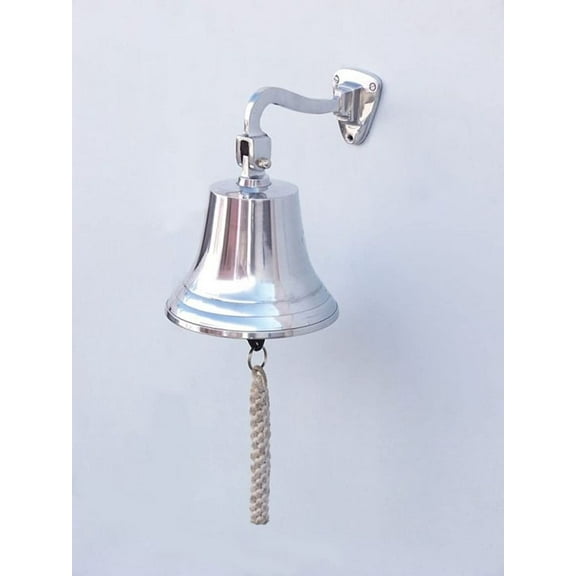Hampton Nautical 3xglass-101 Chrome Hanging Ship&APOSS Bell 9" Nautical Home Decoration, 9 inch