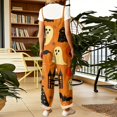 thumbnail image 4 of Halloween Jumpsuits for Women Linen Spaghetti Straps Wide Leg Overalls Floral Print Long Rompers, 4 of 6