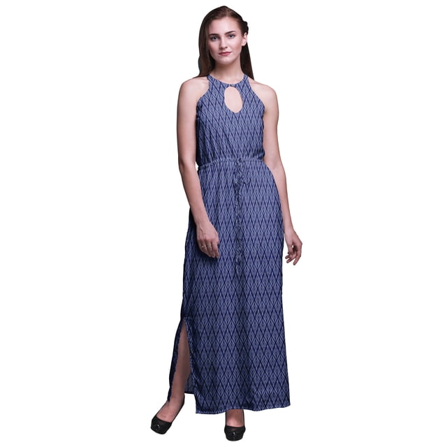 Bimba Robe Longue Décontractée à Fentes Latérales pour Femmes Imprimée Tenue de Soirée-TTTG
