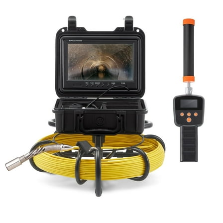 Sewer Camera with 512Hz Locator,  IP68 Camera with 12 Adjustable LEDs, A 16 GB SD Card for Sewer Line,165 ft/50 m, 9" Pipeline Inspection Camera with DVR Function, Home, Duct Drain Pipe Plumbing