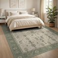 thumbnail image 3 of ODIKA 8'x10' Washable Area Rug Green Ivory Sage Floral Medallion Intricate Botanical Motif with Elegant Border for Dining Room, Large Office, Lounge, Non-Slip Chair-Friendly Mat, 3 of 7
