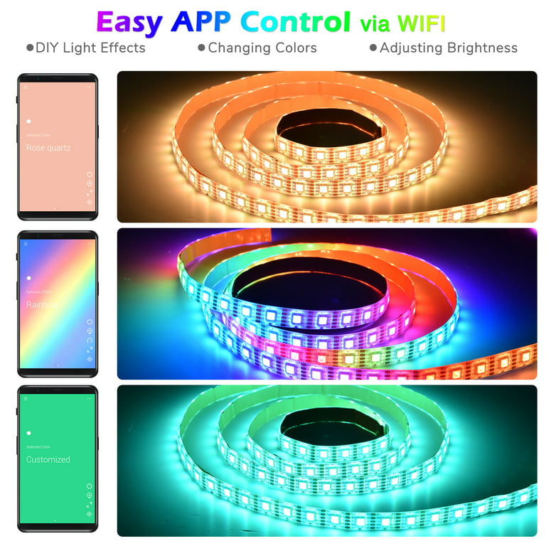 LED Strip Lights Compatible with Alexa Maxonar WiFi LED Light Strip Kit with RGB Multicolor Waterproof IP65 Strip Light Wireless
