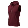 thumbnail image 2 of Stamzod Sleeveless Hoodies for Men Summer Casual Muscle Fit Hooded Sweat Shirt Oversized Workout Hoodie Gym Clothes for Men Wine S, 2 of 7