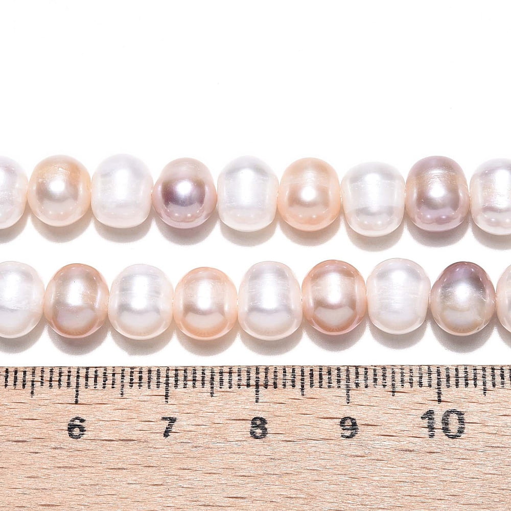 2Strand Natural Cultured Freshwater Pearl Beads Strands Grooved Potato Mixed Color 6~7.5x7~9mm Hole: 0.6mm about 51~52pcs/strand 13.98~14.17 inch(35.5~36cm)