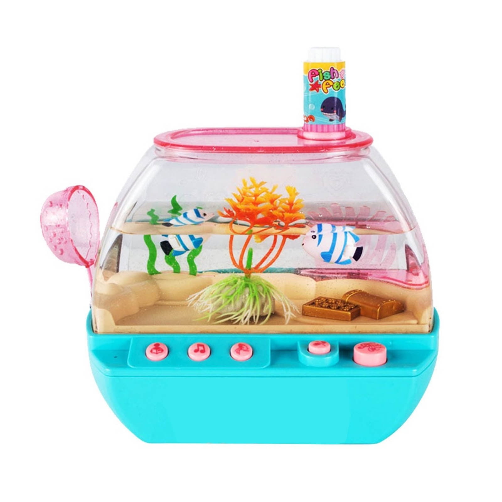 Children's Electric Fish Tank Toy Set Simulated Mini Interesting Kids Aquarium with Light and Music Pretend Fish Keeping Toys