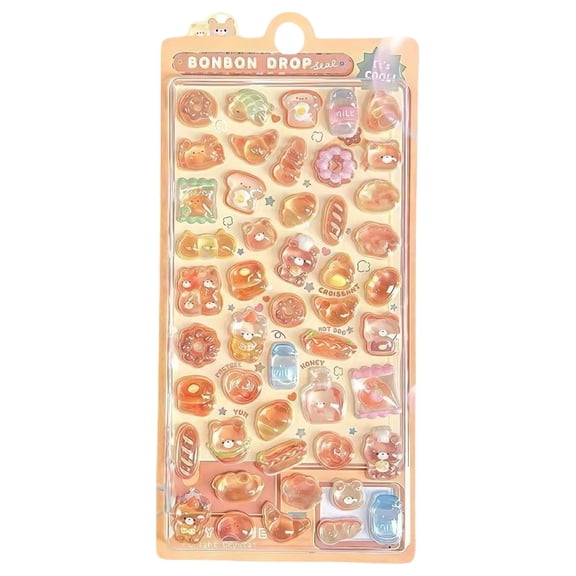 Under $5 3D Puffy Stickers, Kawaii Cute Bubble Stickers, Soft Raised Decals for Phone Case, Journals Planners Scrapbooking, Mini Resin DIY Decor, Craft Supplies & Journal, Planner