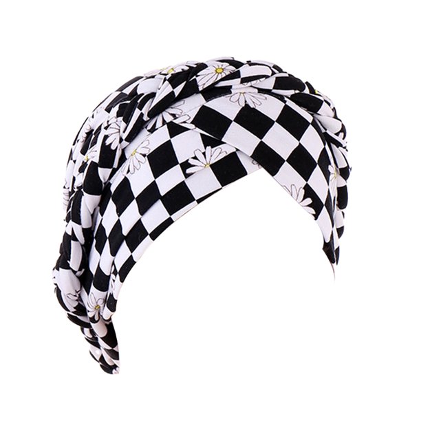 3 Paquete Moda Turbante Multicolor Multicolor Modelo Europeo Layera Parrilla Cabello Bonnet Muslim Estilo Pelo Asecarios Para Mujeres Negro + Grid Blanco Inevent AP008794-12B