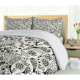 thumbnail image 5 of Ambesonne Floral Duvet Cover Set, Spring Foliage Ethnic, 2-Calking, Cream Grey, 5 of 7