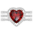thumbnail image 2 of Dazzlingrock Collection 9mm Heart Shaped Center Garnet with Round White Diamond Halo Style Engagement Ring Set for Women (0.63 ctw, Color I-J, Color I1-I2) in 14K Sterling Silver, Size 6, 2 of 4